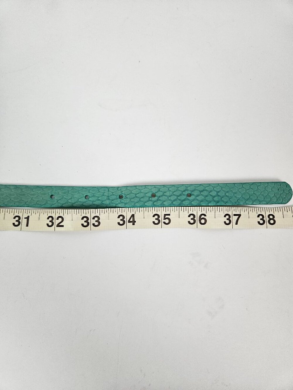 J. Crew Triple Loop Turquoise Snake Embossed Leather Skinny Belt S A8107 - Picture 6 of 7